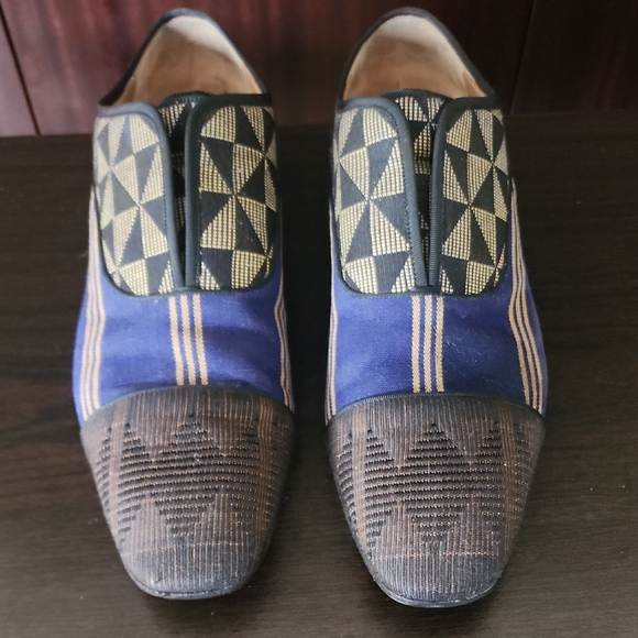 Christian Louboutin Black and Blue Patterned Oxfords